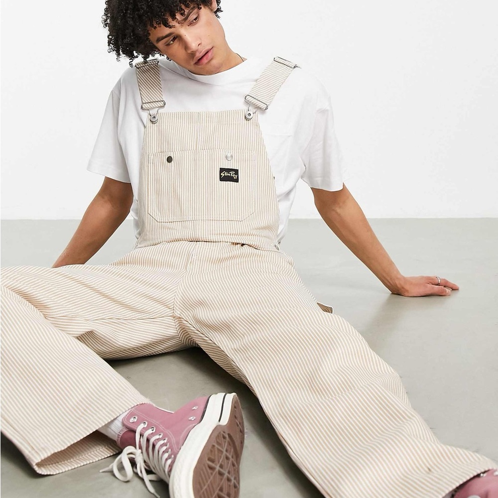 Striped Overalls with White Tee